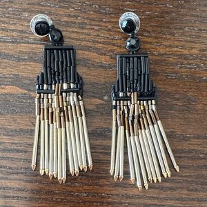 Stella & Dot Black and Gold Statement Earrings
